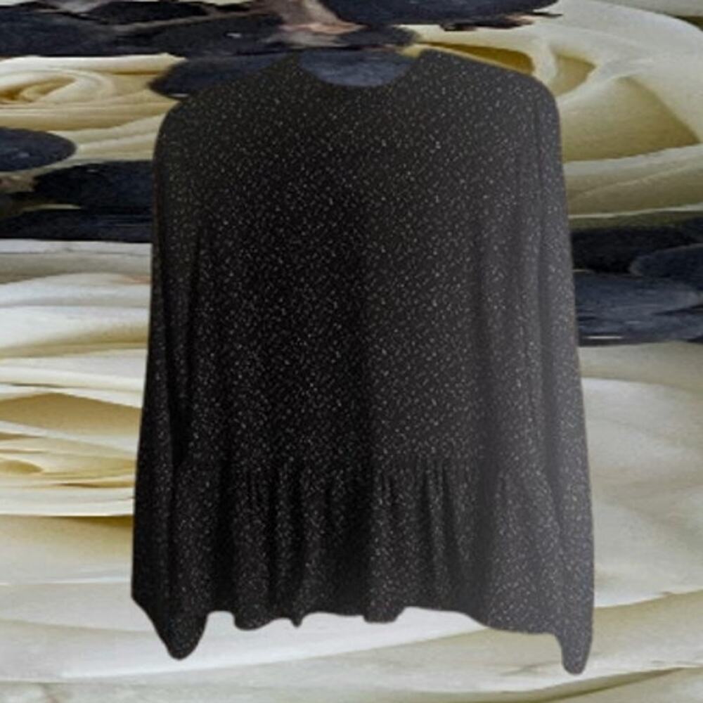 Loft Outlet small long sleeve black and white rayon woman's casual blouse.